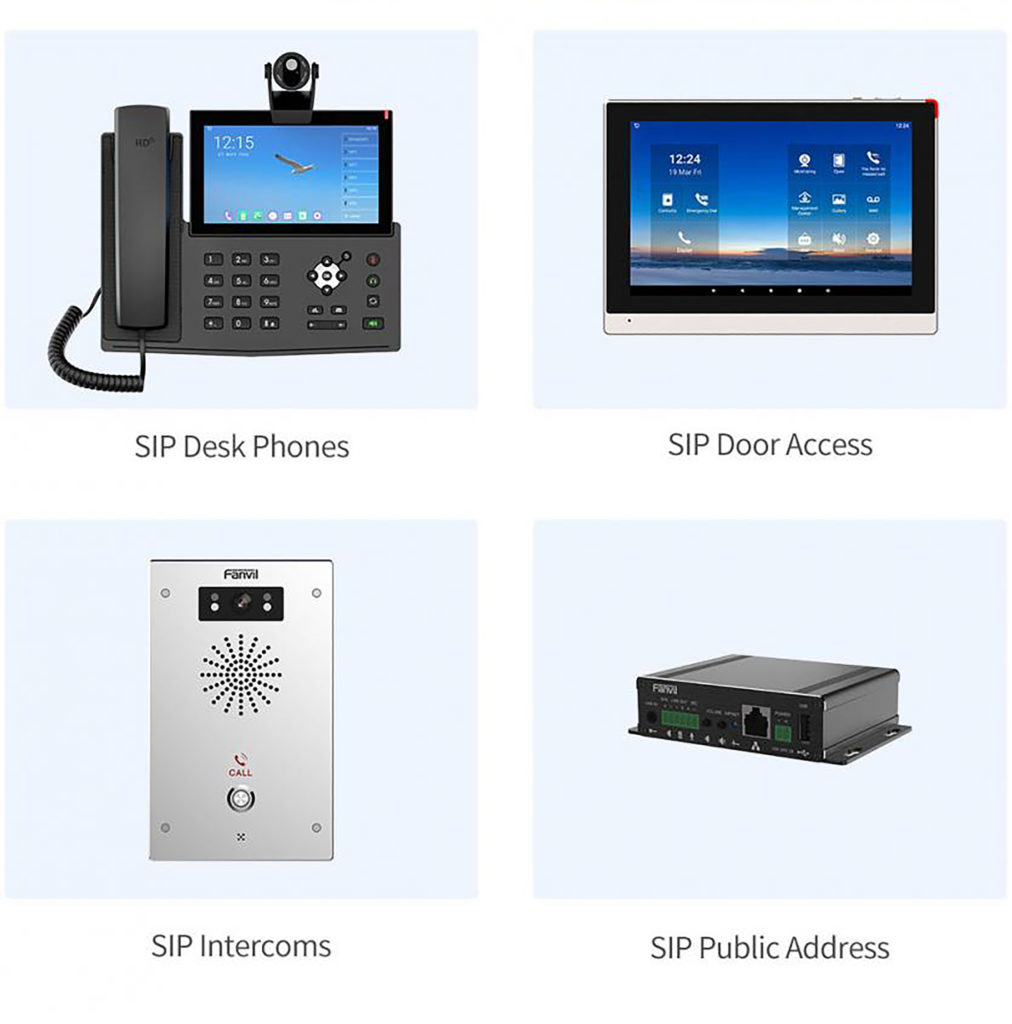 Image showing supported Fanvil products. 